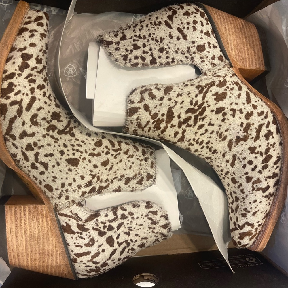 Ariat Brown and White Ankle Booties with Western Flair